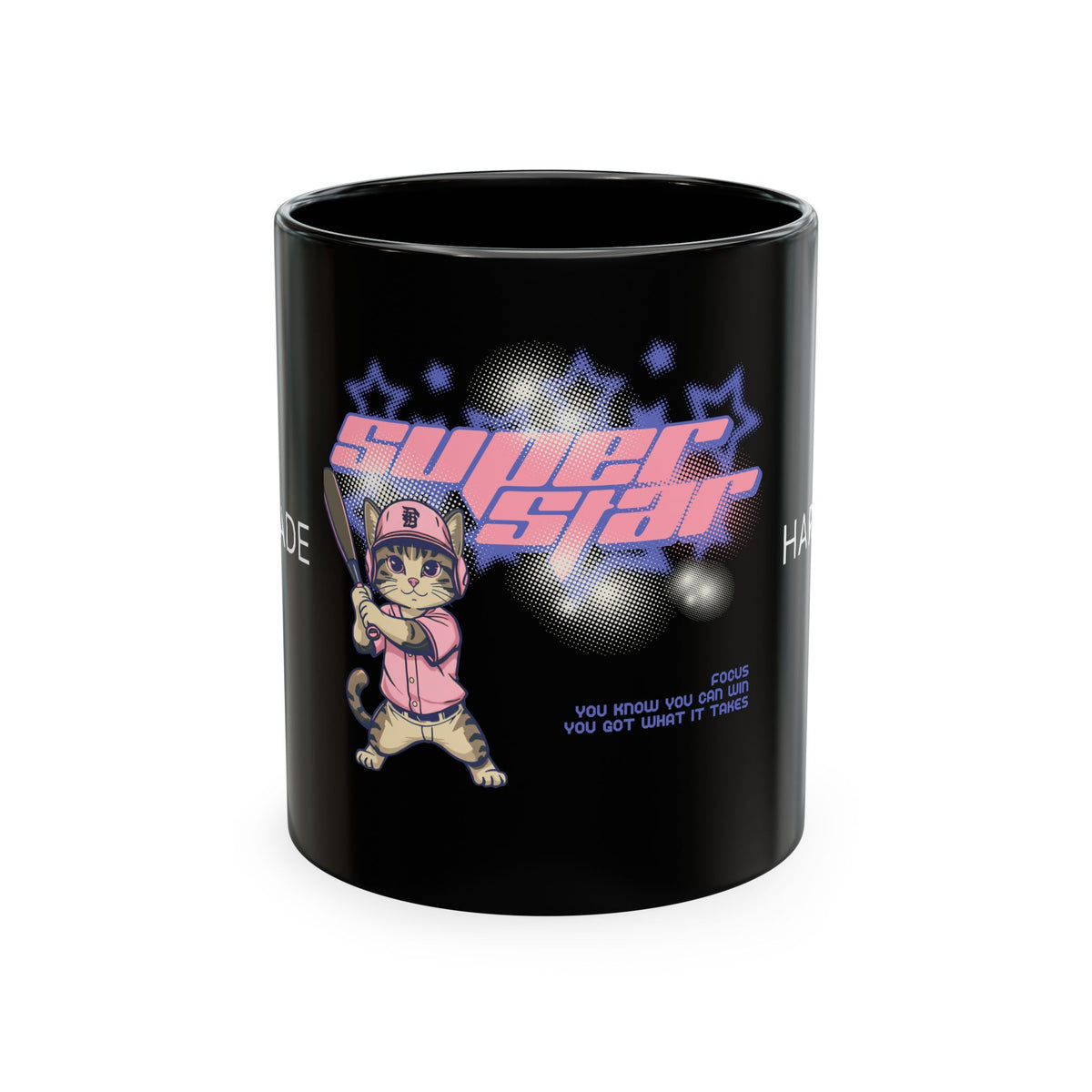 Superstar Cat Ceramic Mug — Cute Retro Cat Graphic Coffee Cup