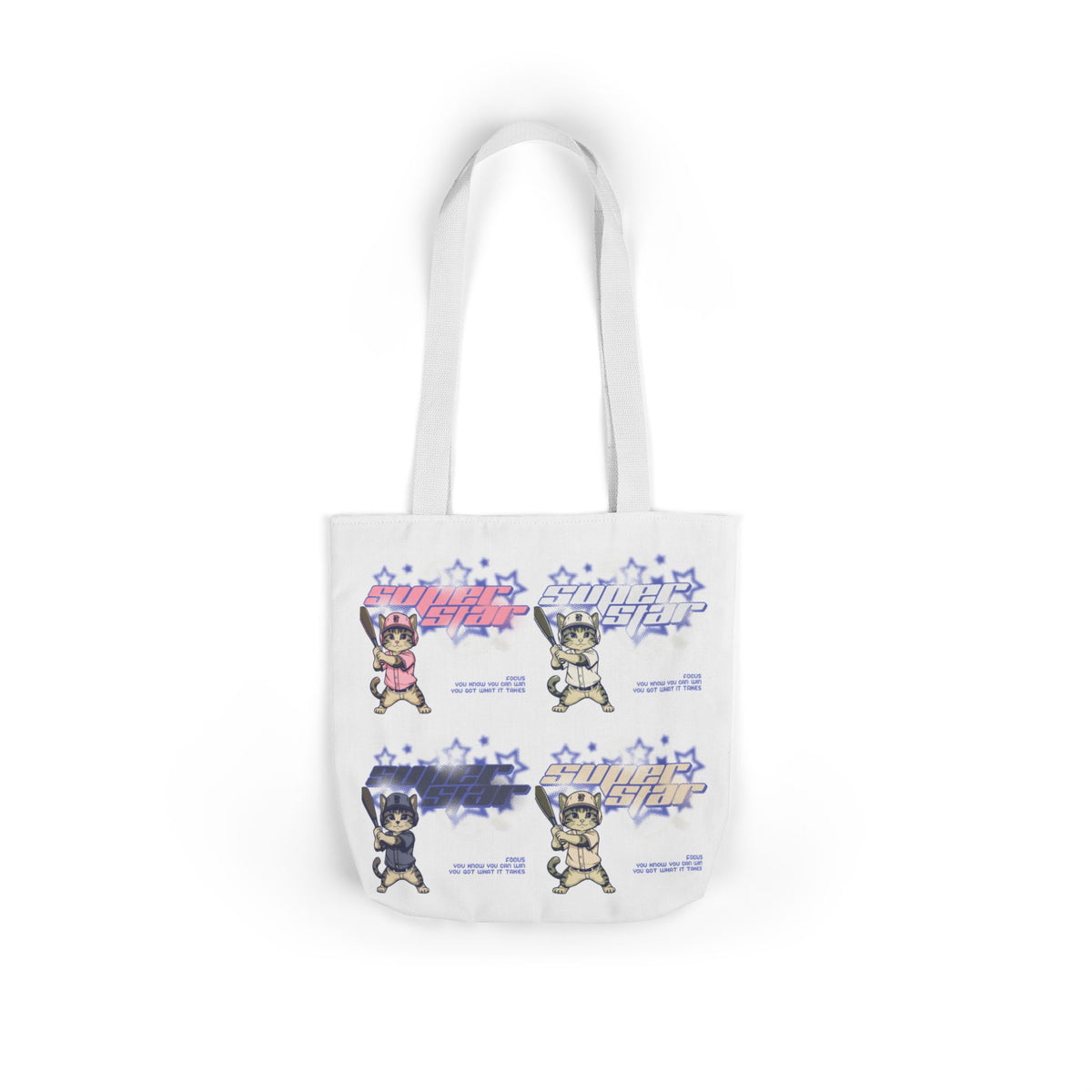 Canvas Tote — Retro Kawaii Cat Characters Graphic Bag