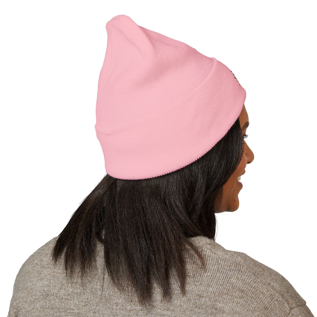 Embroidered 'Focus' Cuffed Beanie — Cozy Knit Winter Hat