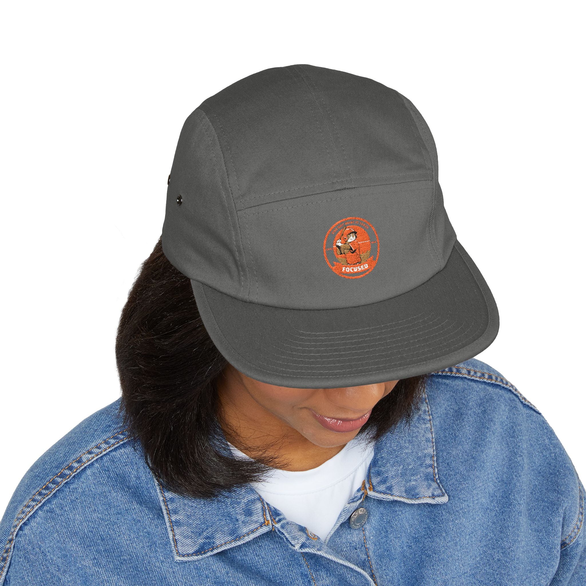Sporting-Cats Focus | Embroidered 5-Panel Cap — Vintage Fox Patch