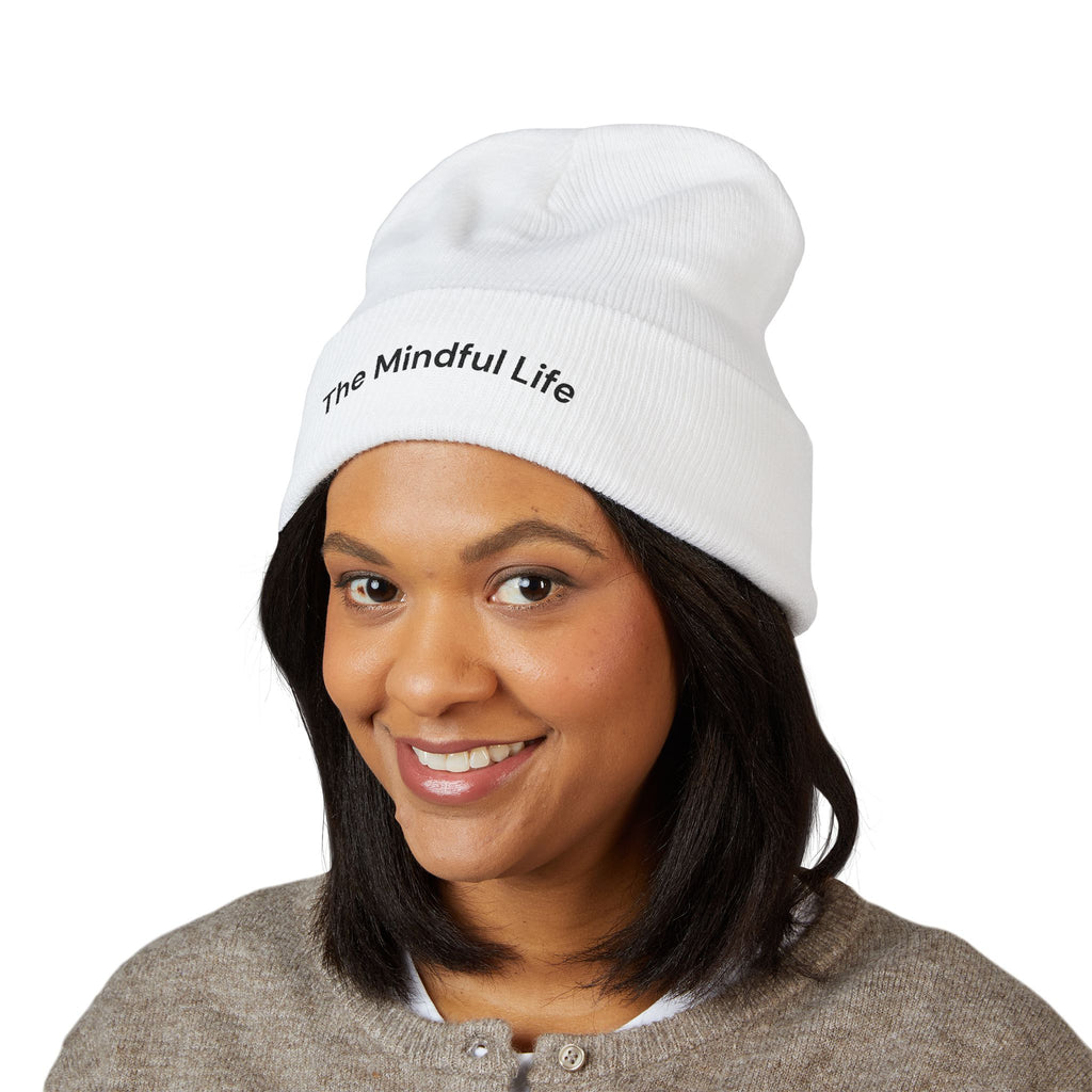 Mindful Life Cuffed Beanie — Embroidered "The Mindful Life" Knit Hat