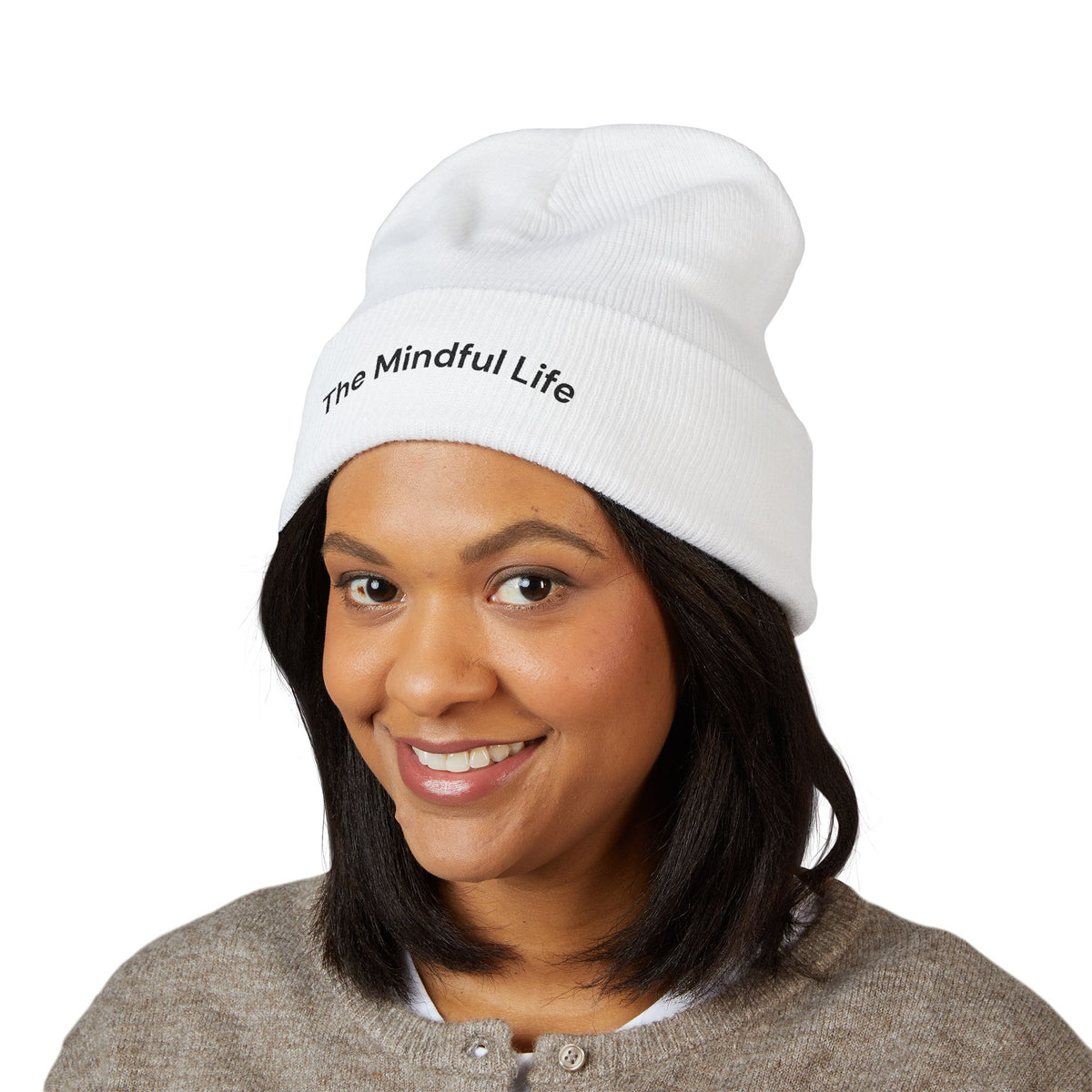 Mindful Life Cuffed Beanie — Embroidered "The Mindful Life" Knit Hat