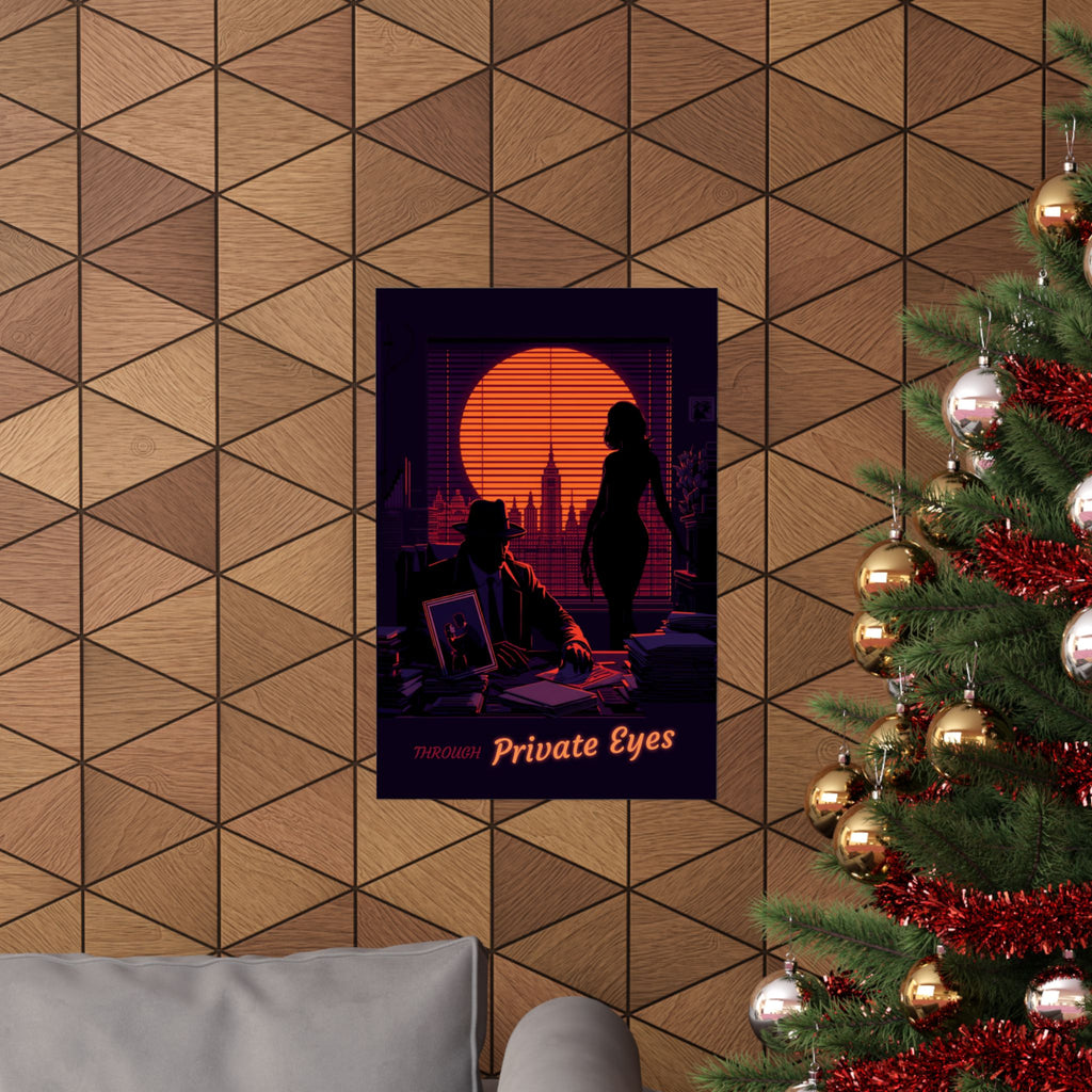 Noir 'Private Eyes' Matte Vertical Poster - Retro Detective Wall Art