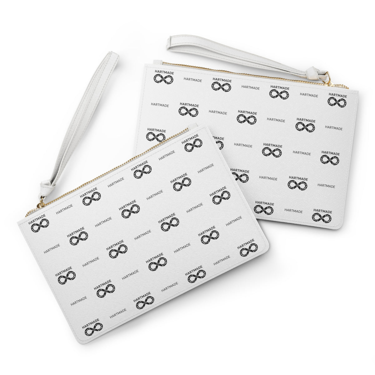 White Minimalist Brand Logo Infinity Pattern Clutch Bag – Handmade Logo Wristlet