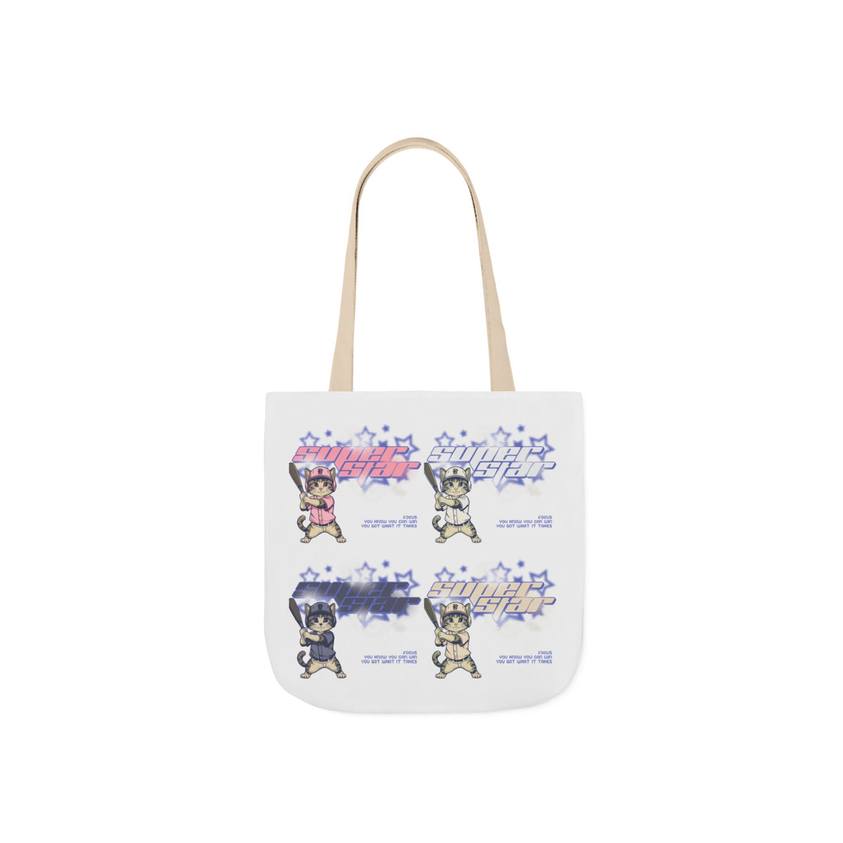 Canvas Tote — Retro Kawaii Cat Characters Graphic Bag