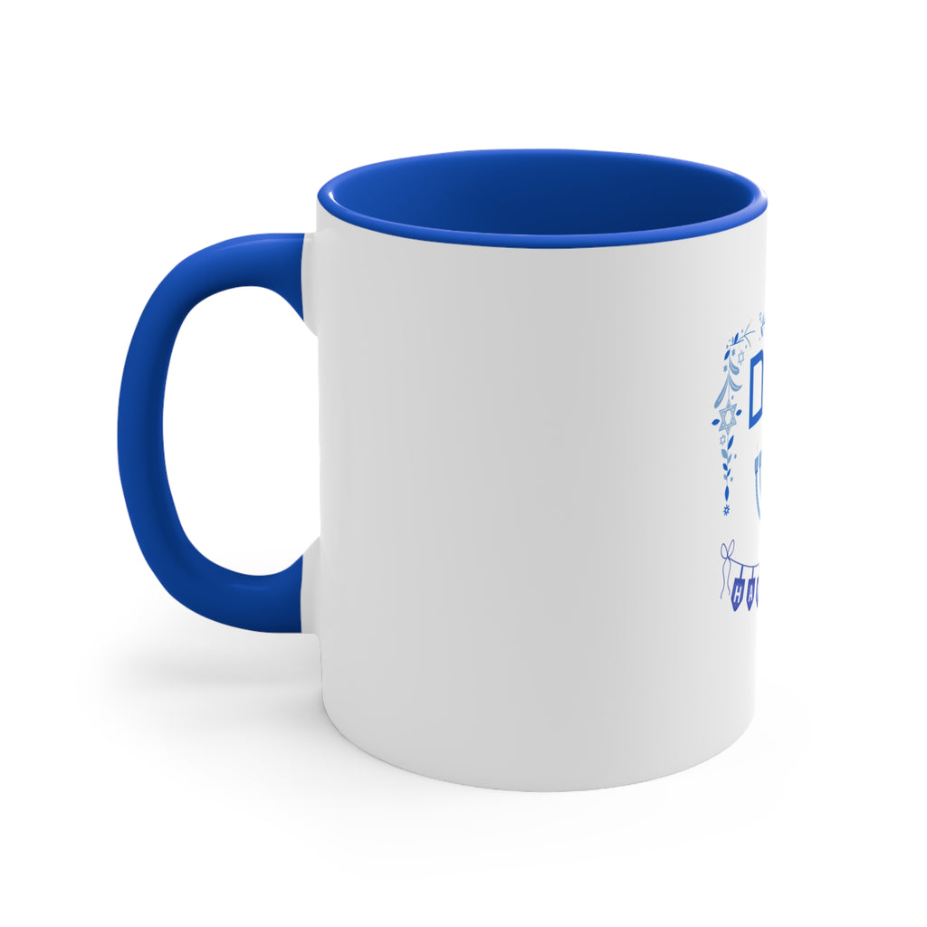 Hanukkah Mug - Shalom Menorah Accent Coffee Cup (11oz)