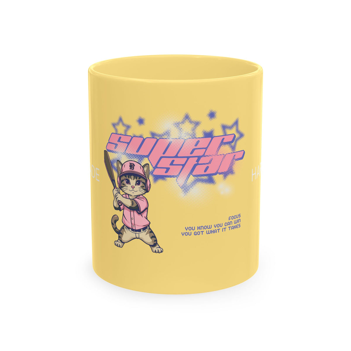Superstar Cat Ceramic Mug — Cute Retro Cat Graphic Coffee Cup
