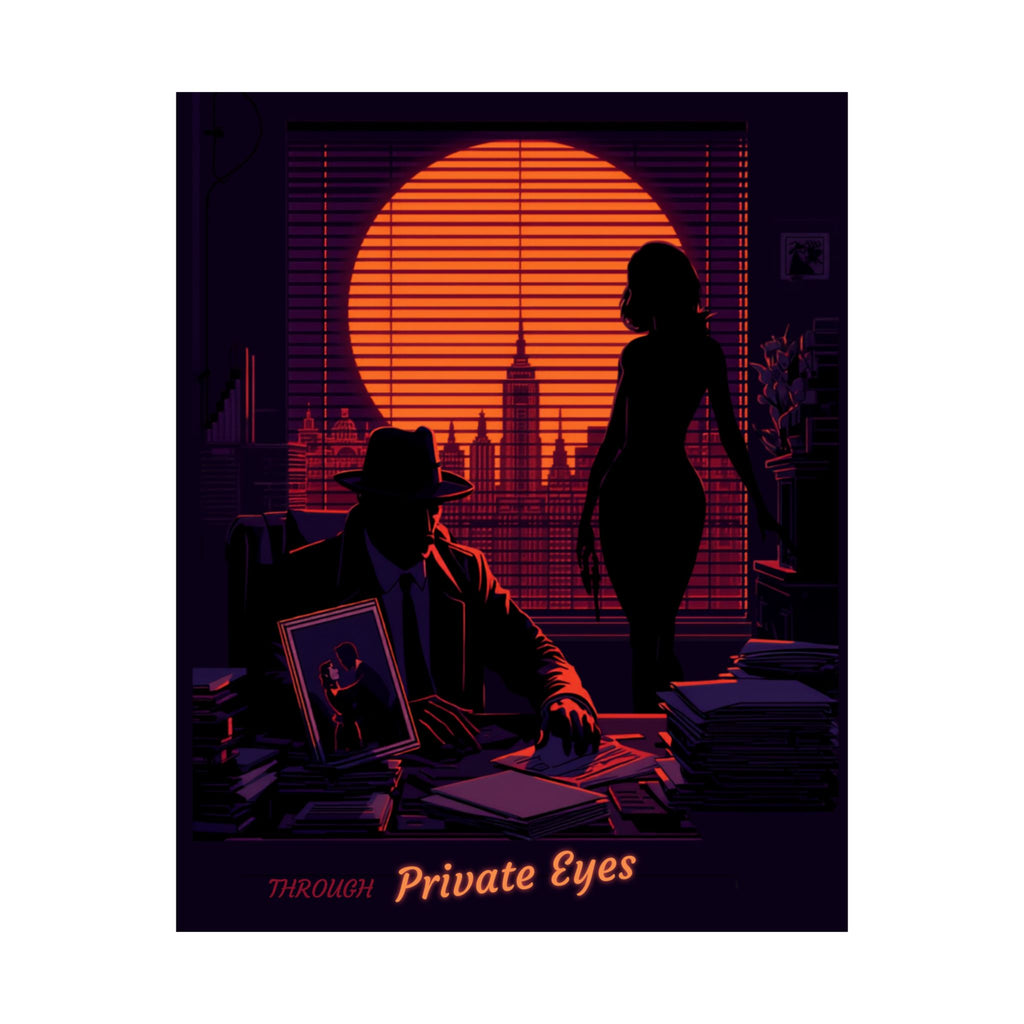 Noir 'Private Eyes' Matte Vertical Poster - Retro Detective Wall Art