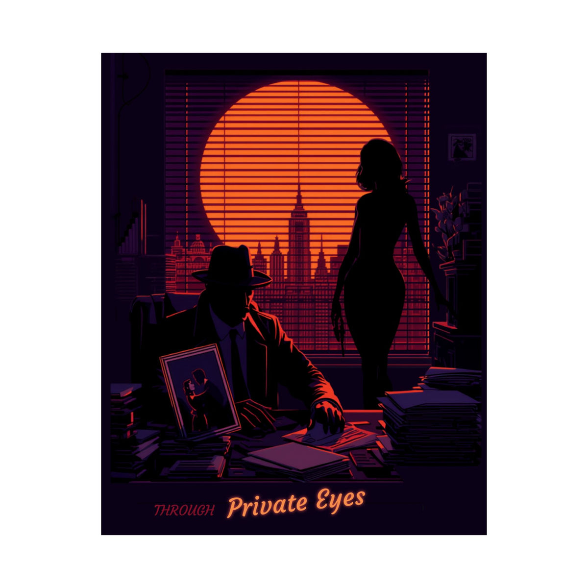 Noir 'Private Eyes' Matte Vertical Poster - Retro Detective Wall Art