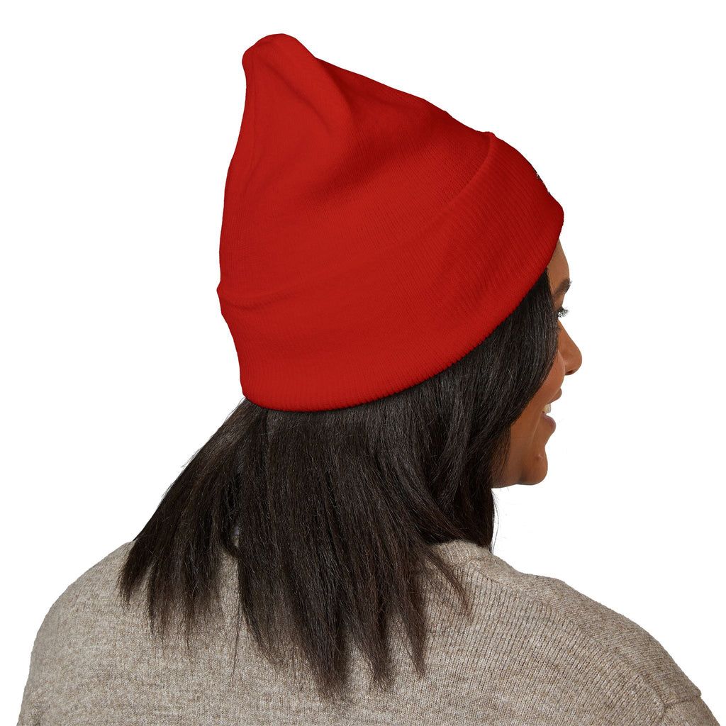 Embroidered 'Focus' Cuffed Beanie — Cozy Knit Winter Hat