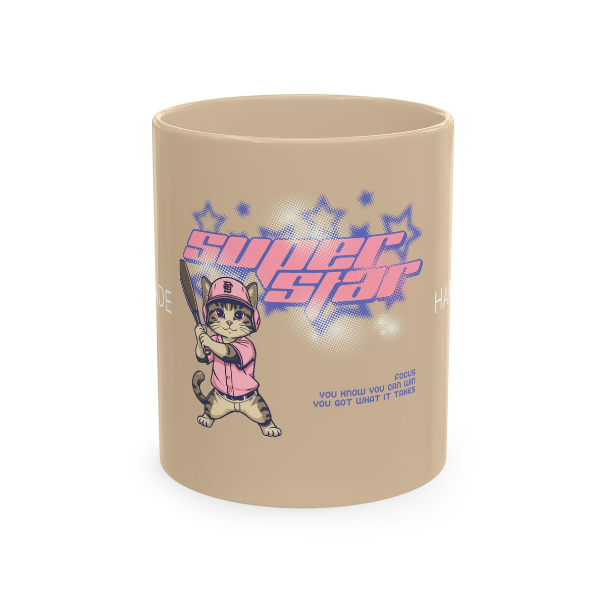 Superstar Cat Ceramic Mug — Cute Retro Cat Graphic Coffee Cup