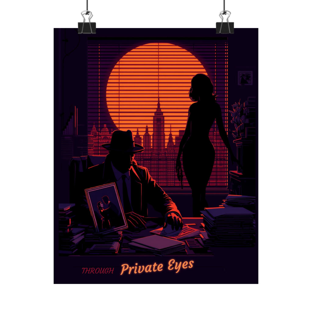 Noir 'Private Eyes' Matte Vertical Poster - Retro Detective Wall Art