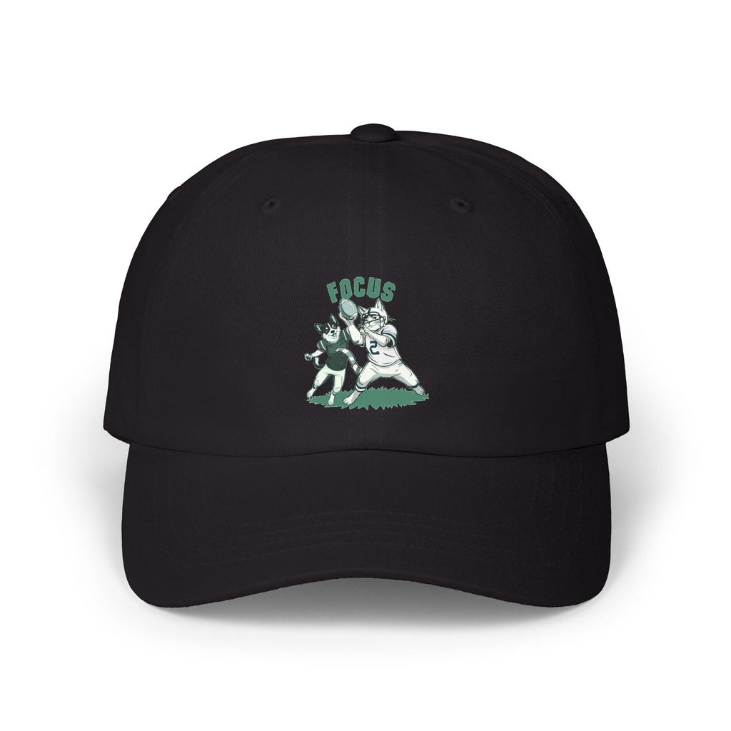 Dad Cap — Vintage Green 'Focus' Sporting Pets Patch Embroidered Football Hat