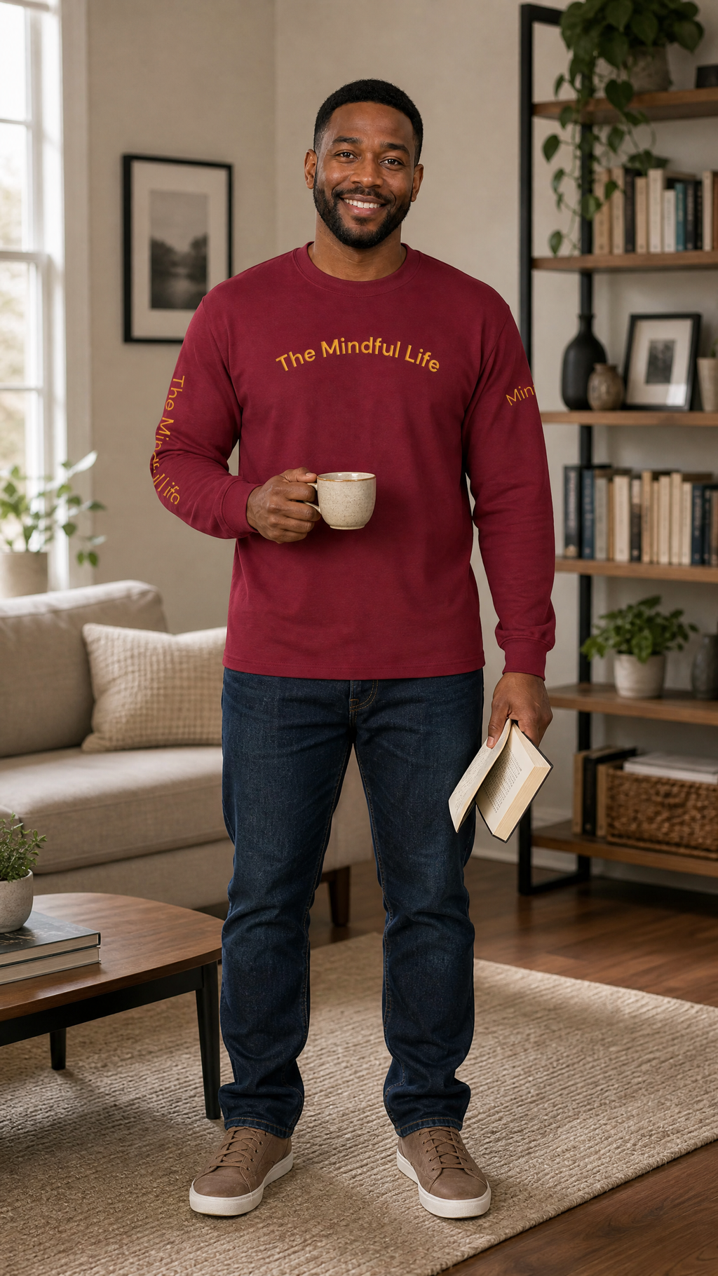 Embroidered Mindful Life Crewneck Sweatshirt — "The Mindful Life" Cozy Pullover