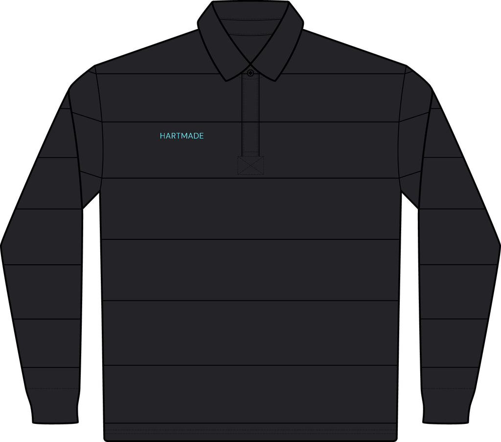 Classic Rugby Polo — Long Sleeve Striped Club Shirt with Sporting Pets Baseball Cat Focus Emblem