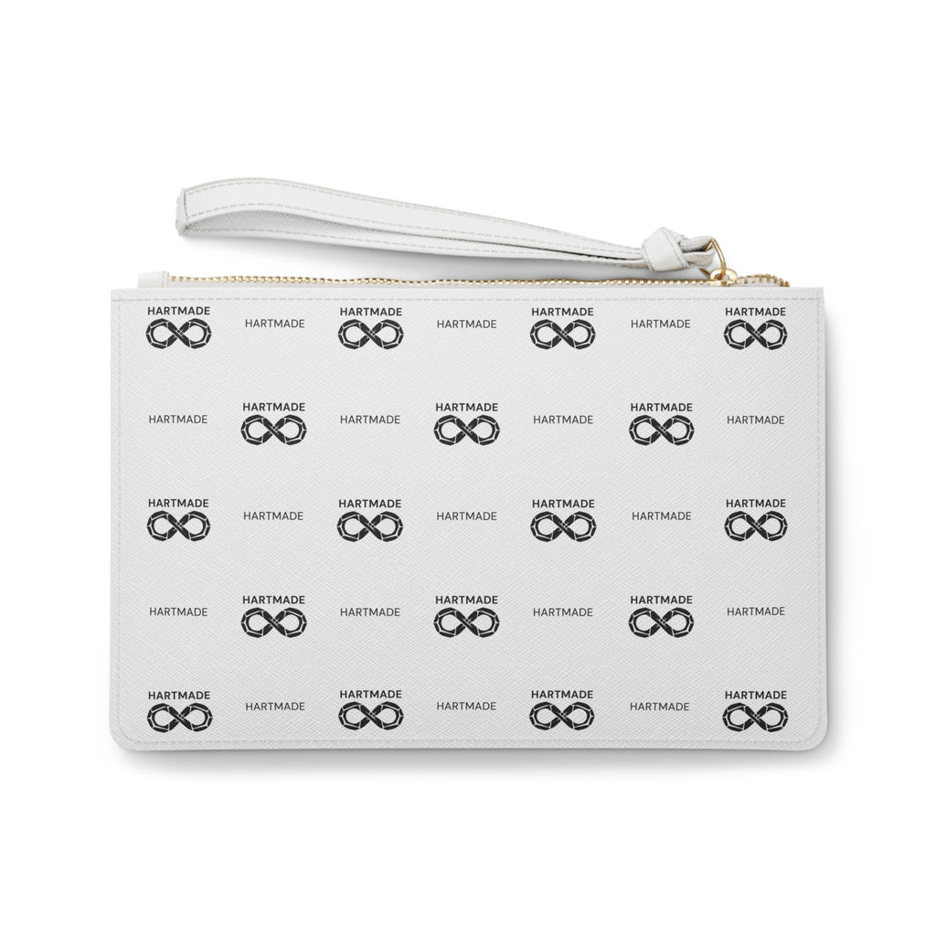 White Minimalist Brand Logo Infinity Pattern Clutch Bag – Handmade Logo Wristlet