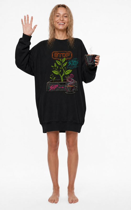 WomensPullover,PureCotton,Dress,PulloverDress,WomensGift,GiftsForHer,HolidayGift,TeaLovers,StopSteepSip