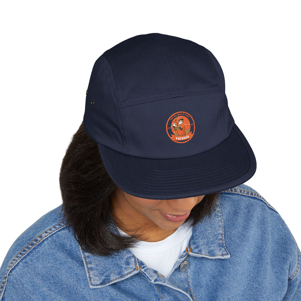 Sporting-Cats Focus | Embroidered 5-Panel Cap — Vintage Fox Patch