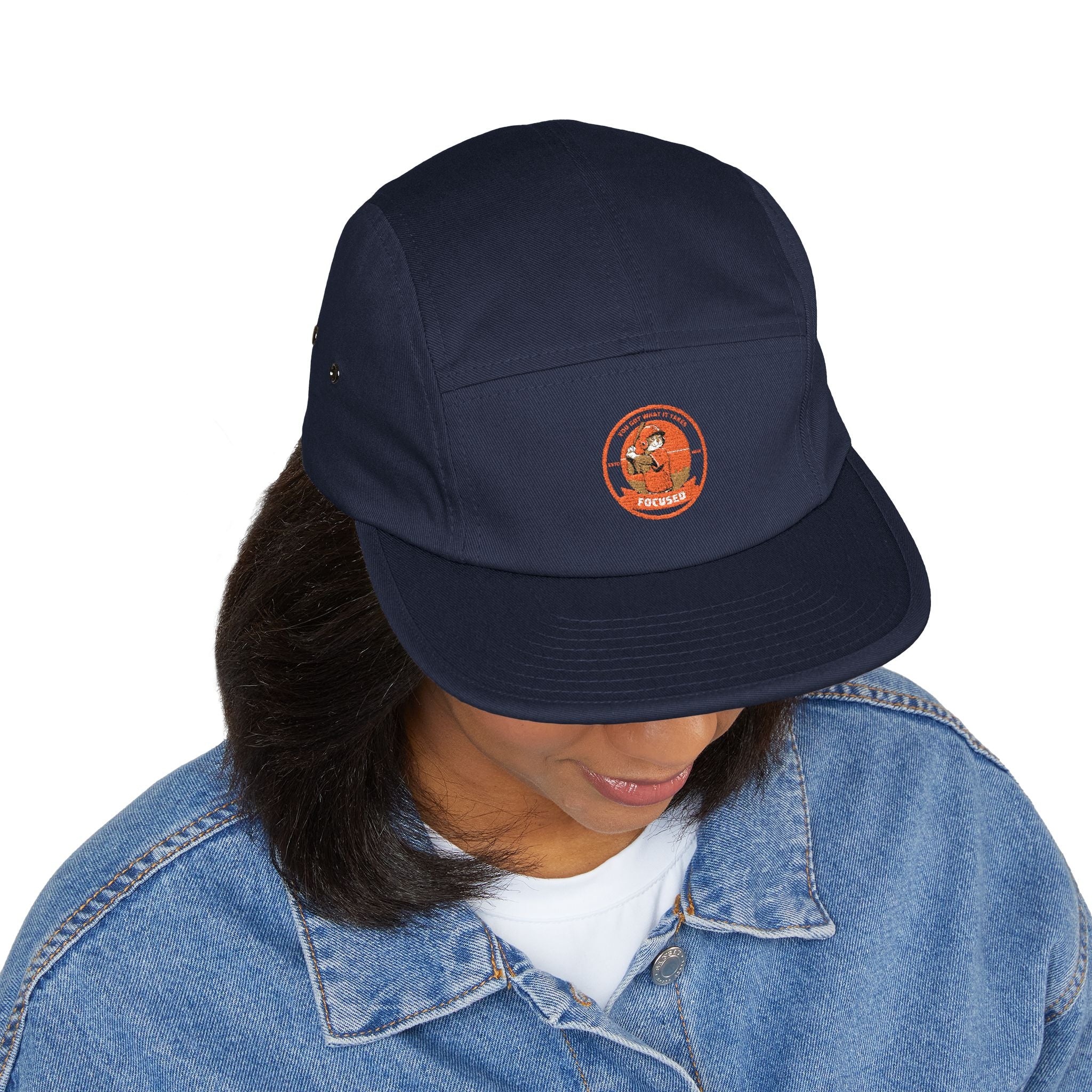 Sporting-Cats Focus | Embroidered 5-Panel Cap — Vintage Fox Patch