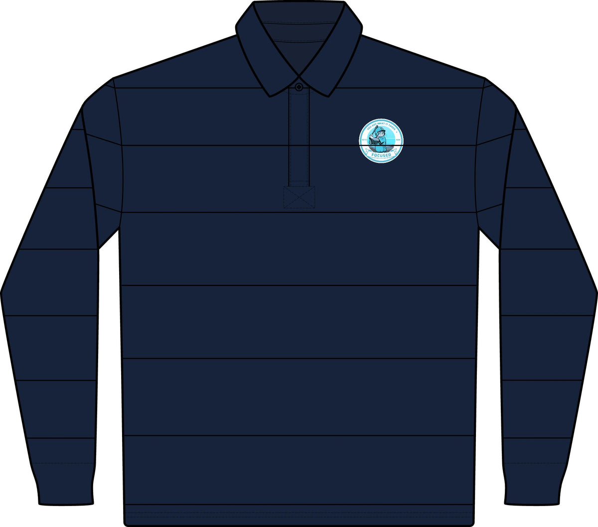 Classic Rugby Polo — Long Sleeve Striped Club Shirt with Sporting Pets Baseball Cat Focus Emblem
