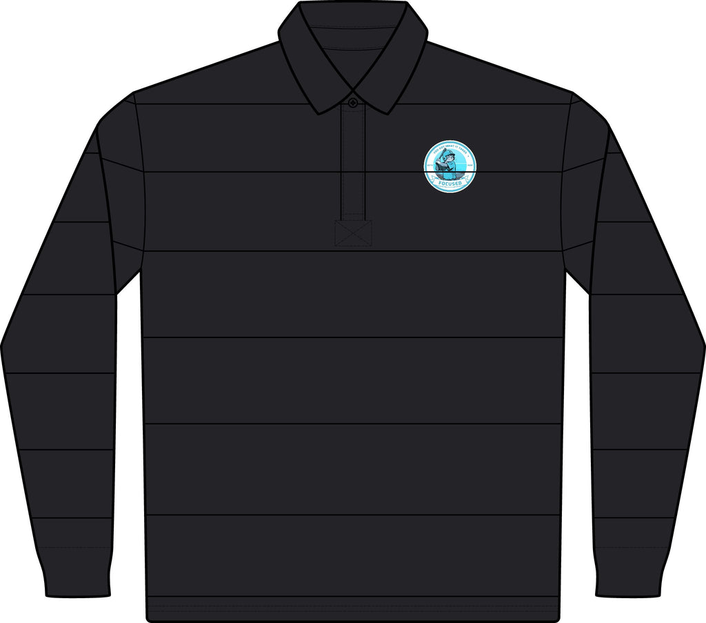 Classic Rugby Polo — Long Sleeve Striped Club Shirt with Sporting Pets Baseball Cat Focus Emblem
