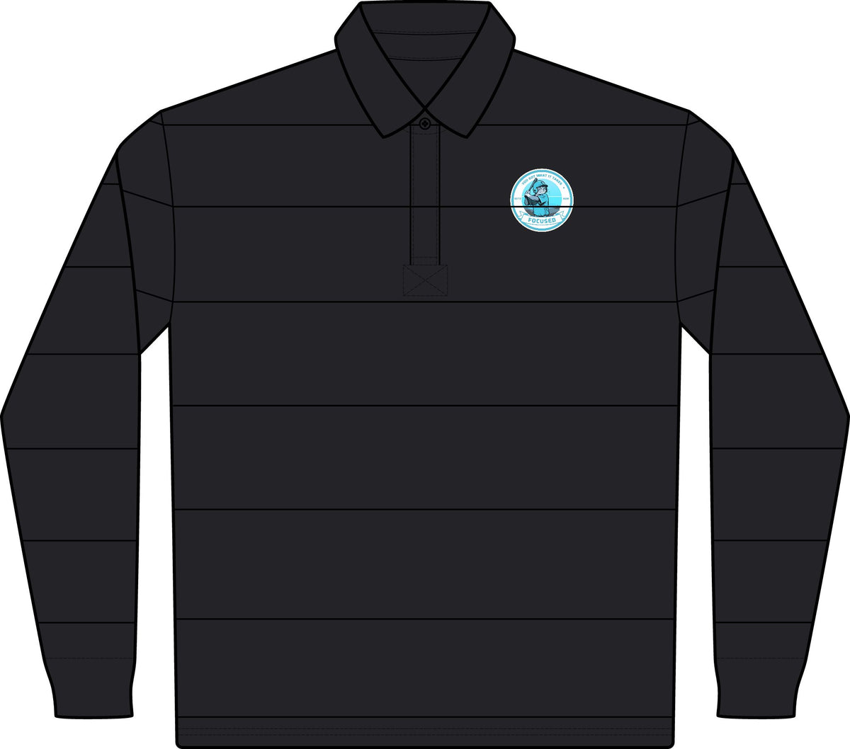 Classic Rugby Polo — Long Sleeve Striped Club Shirt with Sporting Pets Baseball Cat Focus Emblem