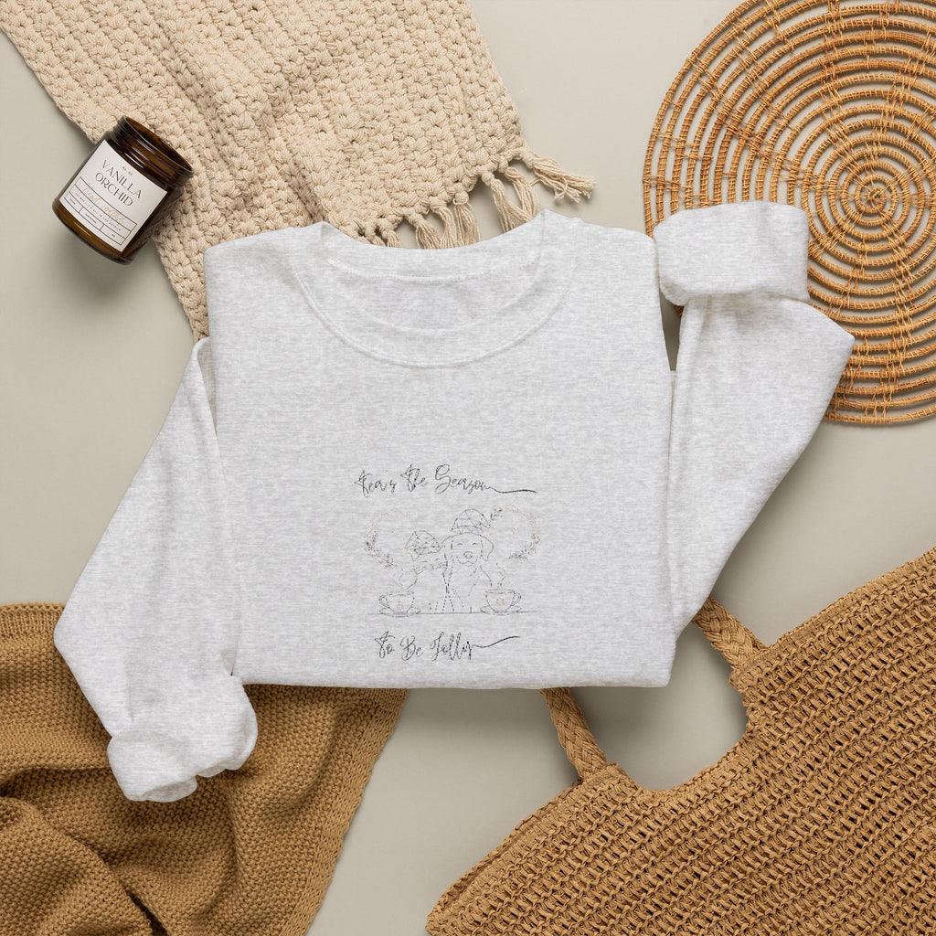 Minimalist Embroidered Graphic Vintage Crest Crewneck Sweatshirt | Tea's The Season
