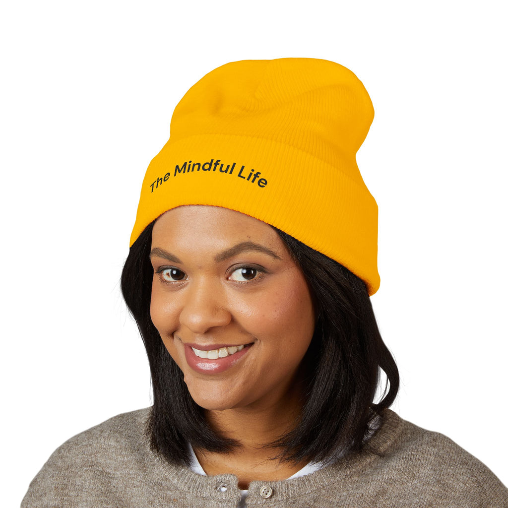 Mindful Life Cuffed Beanie — Embroidered "The Mindful Life" Knit Hat