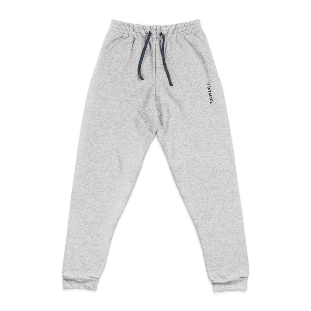 Embroidered Grey Joggers — Minimal Side Script Sweatpants
