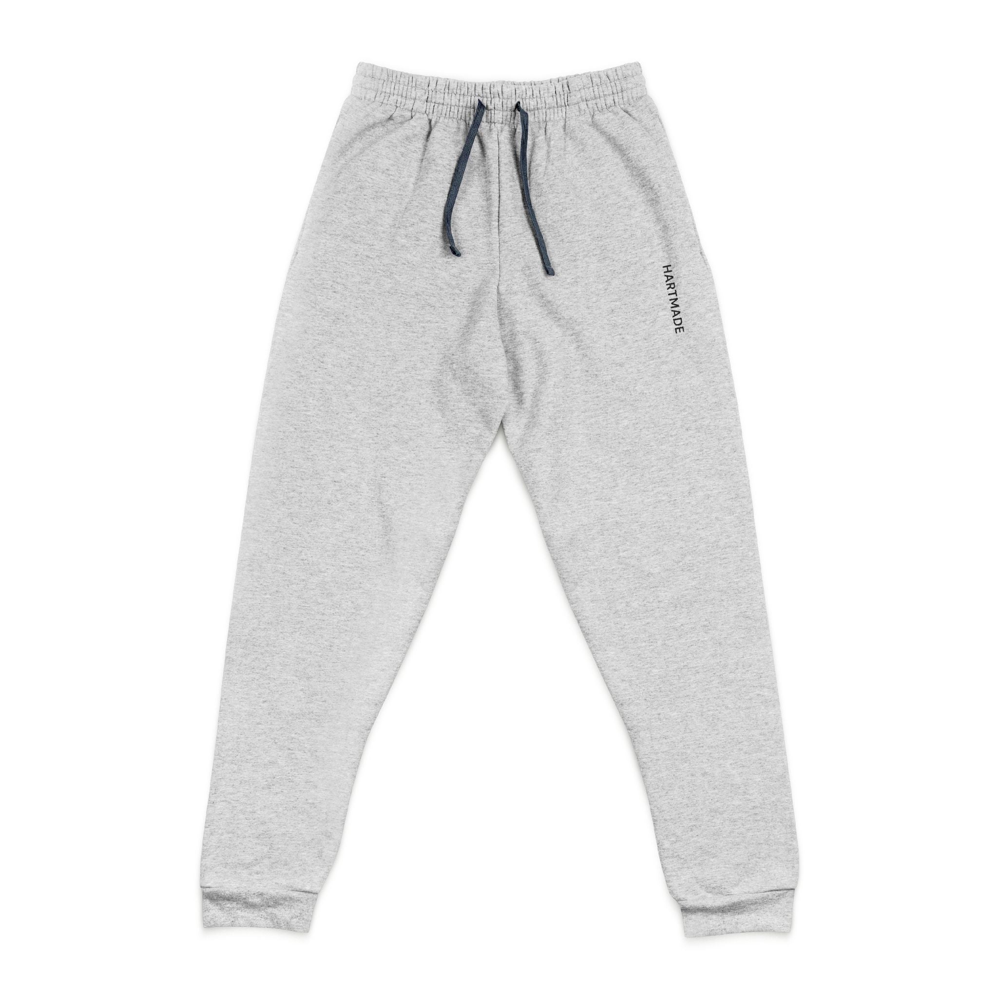 Embroidered Grey Joggers — Minimal Side Script Sweatpants