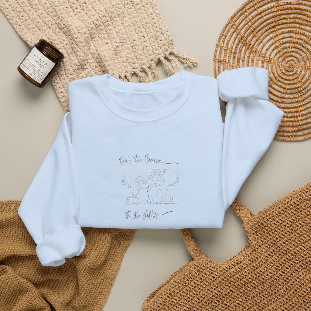 Minimalist Embroidered Graphic Vintage Crest Crewneck Sweatshirt | Tea's The Season