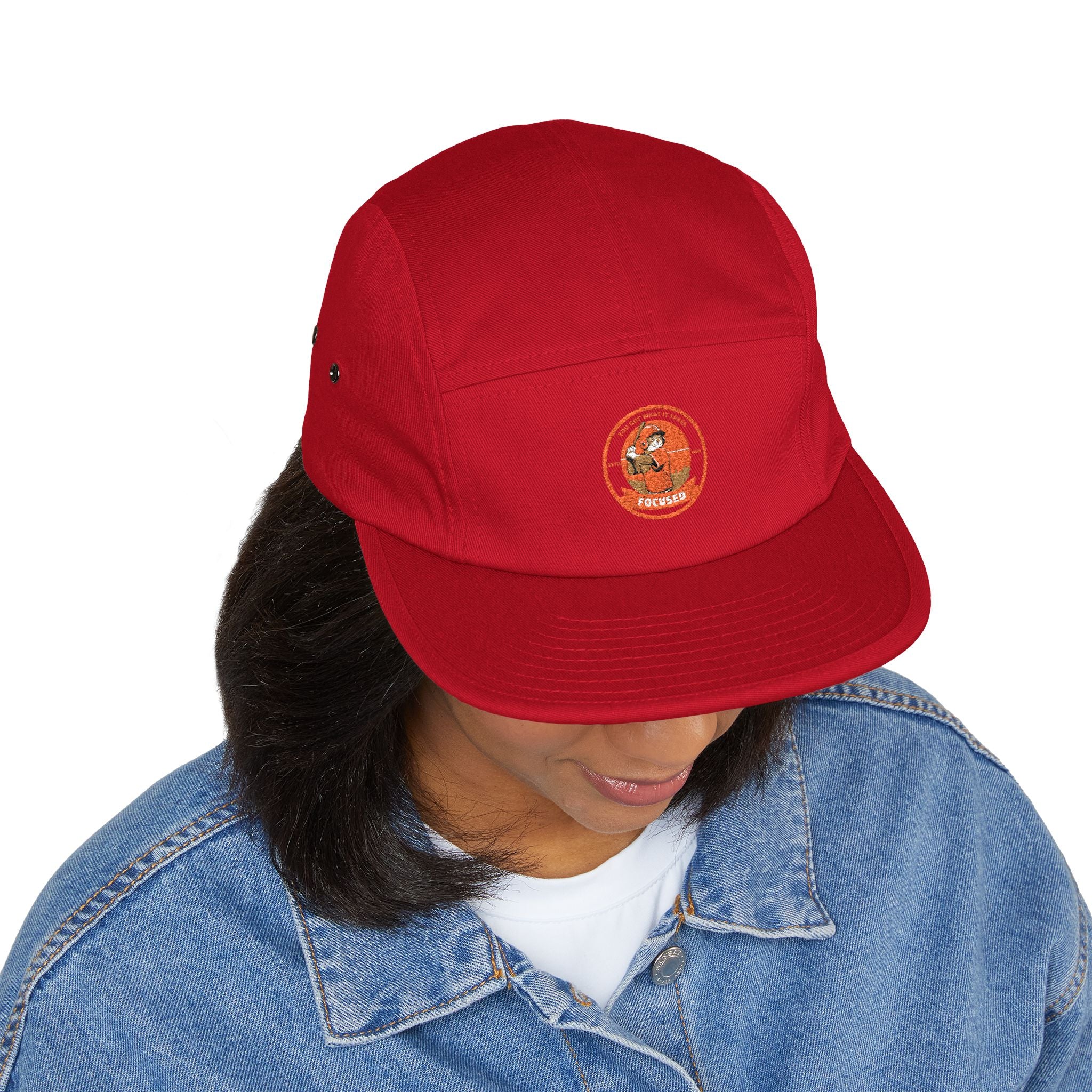Sporting-Cats Focus | Embroidered 5-Panel Cap — Vintage Fox Patch