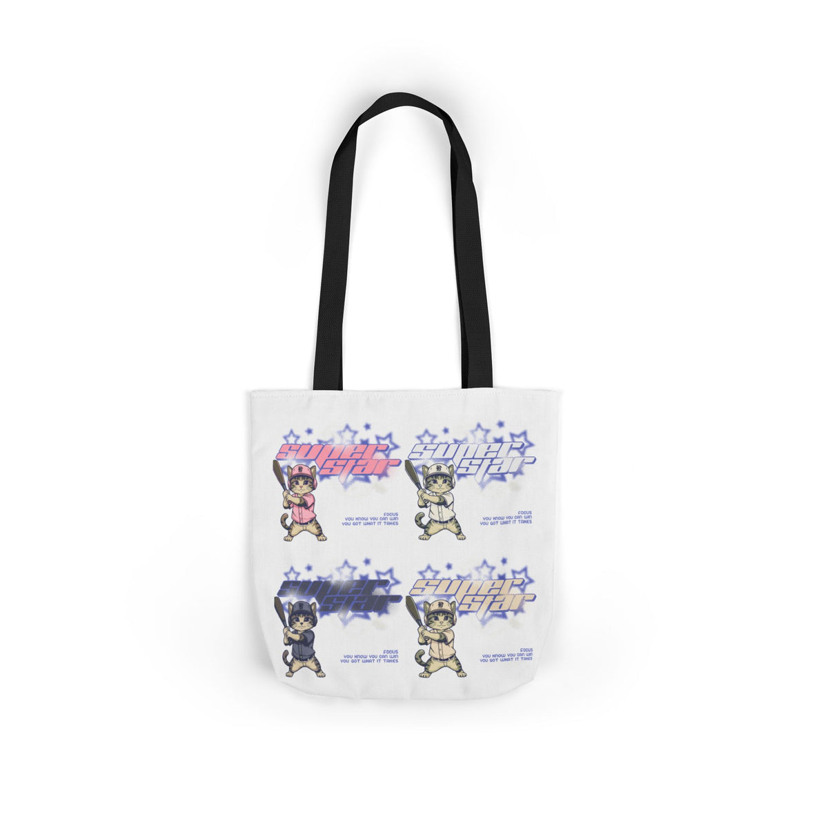 Canvas Tote — Retro Kawaii Cat Characters Graphic Bag