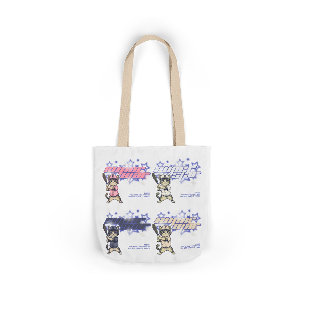 Canvas Tote — Retro Kawaii Cat Characters Graphic Bag