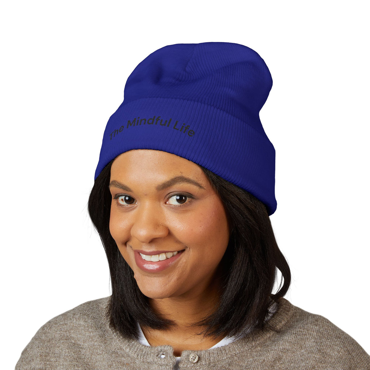 Mindful Life Cuffed Beanie — Embroidered "The Mindful Life" Knit Hat